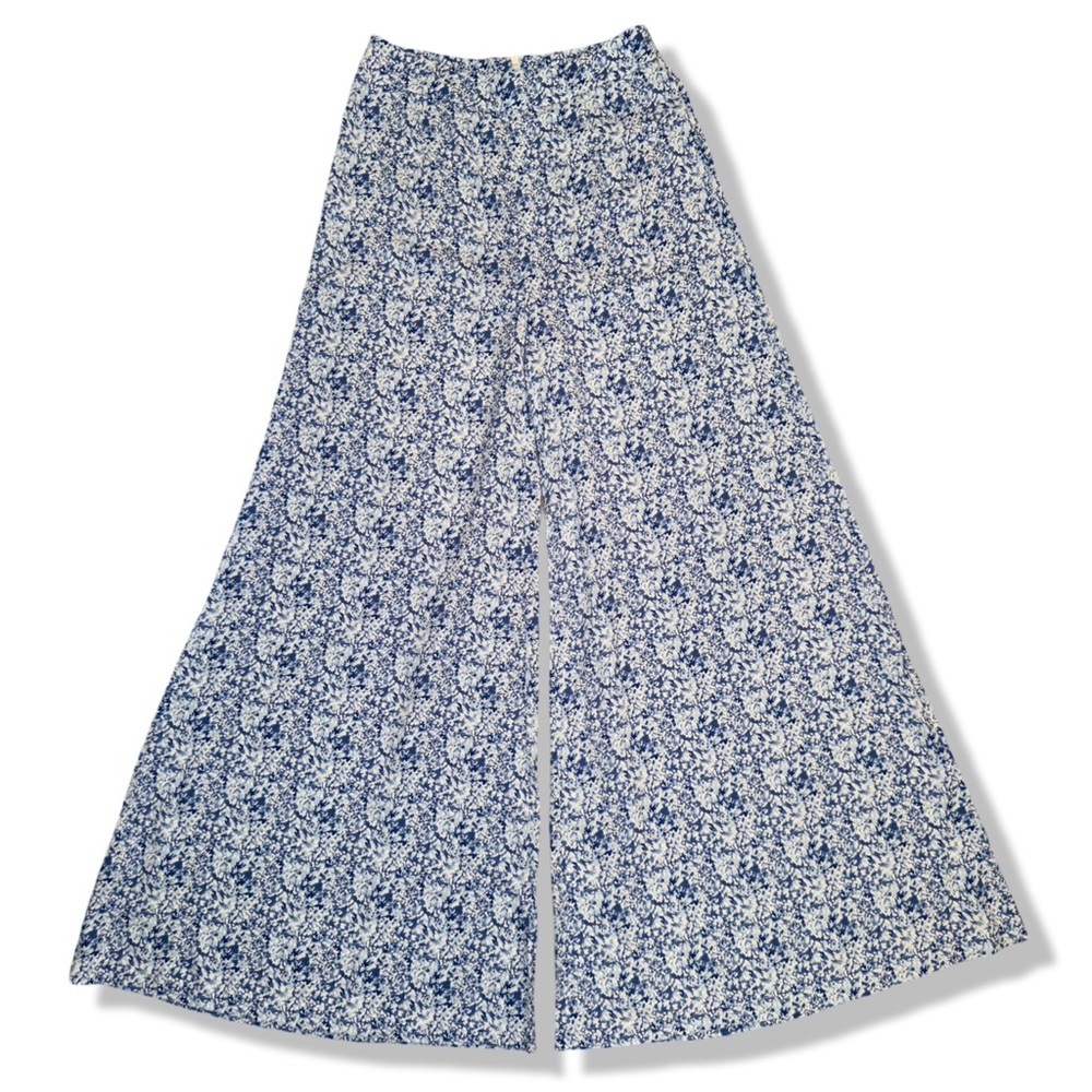 SHEIN Floral Pattern Wide Leg Pants Size XS Blue / White